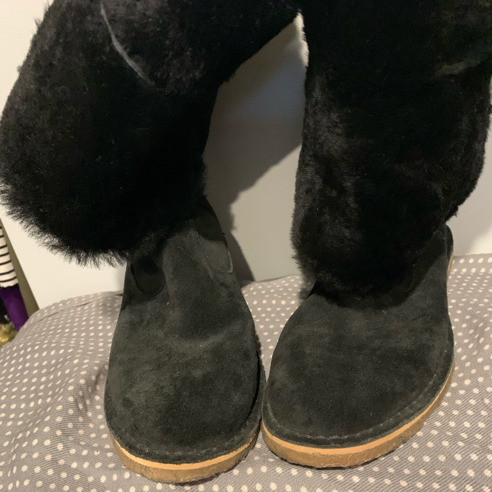 Knee high suede boot lined with fur - Picture 3 of 5